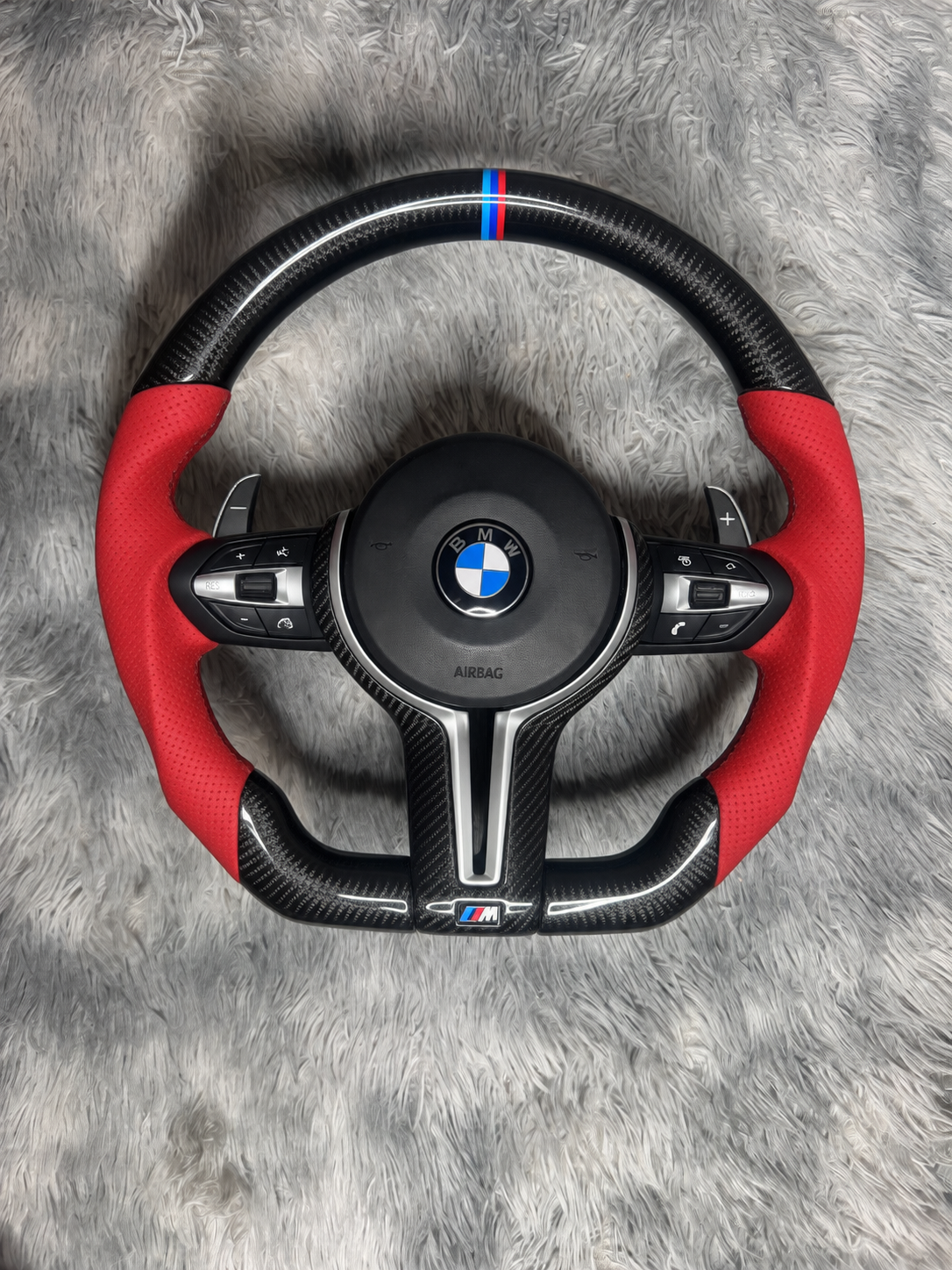 Volante BMW Carbono y Cuero rojo