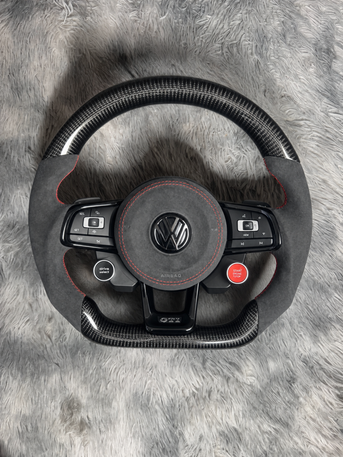 Volante GOLF Carbono y Alcantara Con Botonera de Arranque
