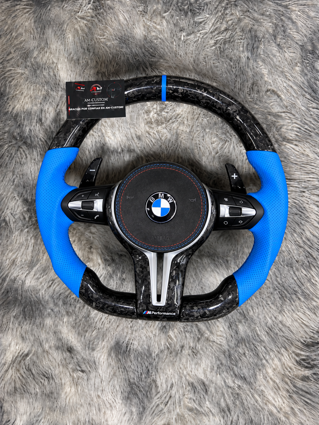 Volante BMW Carbono Forjado Cuero Azul